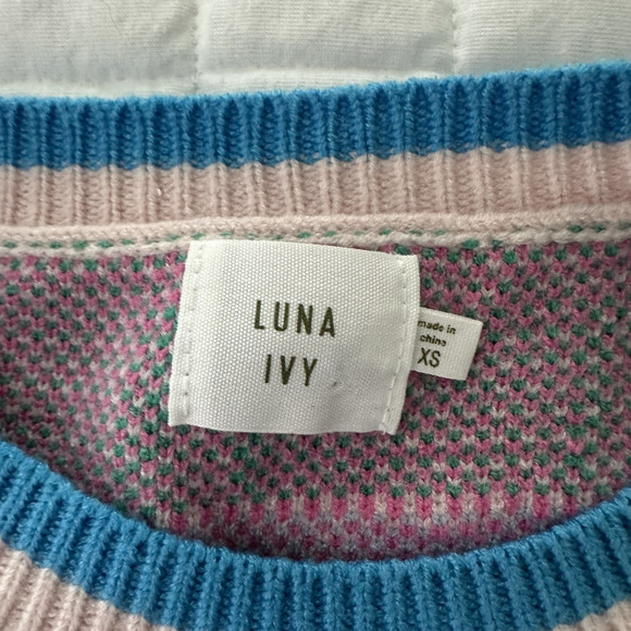 LUNA IVY Sweater Vest Womens XS Pastel Babycore Puppies Clouds Berries Flowers - Picture 7 of 11